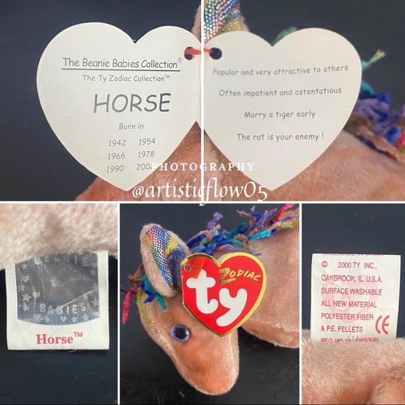 NEW! RARE! Vintage! 2000 TY Beanie Baby - Zodiac Dragon, Monkey, Horse, & Tiger - Picture 7 of 12